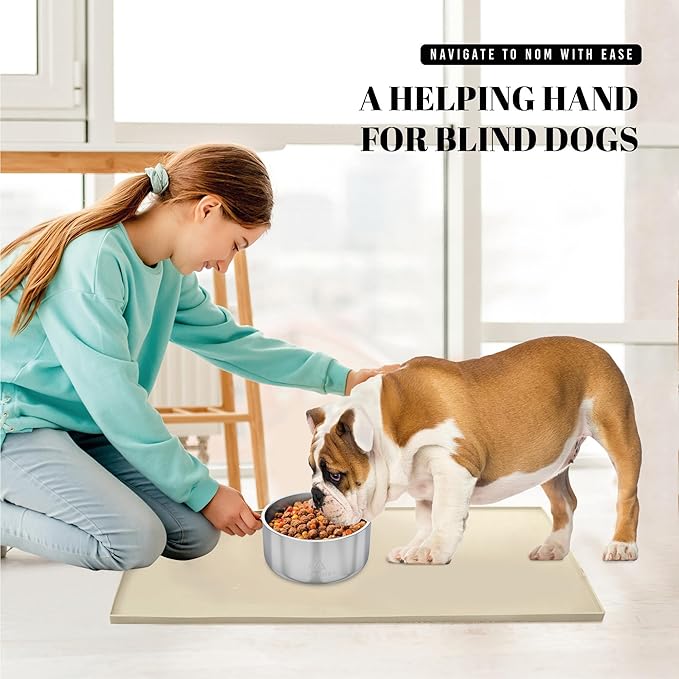 AVERYDAY 23x16'' Silicone Dog Mat for Food and Water, 0.63'' Edge Dog Food Bowl Mats for Floor Waterproof, Dogs Water Mat for Sloppy Drinker, Non Slip Rubber Pet Feeding Mats for Indoor Dogs and Cats