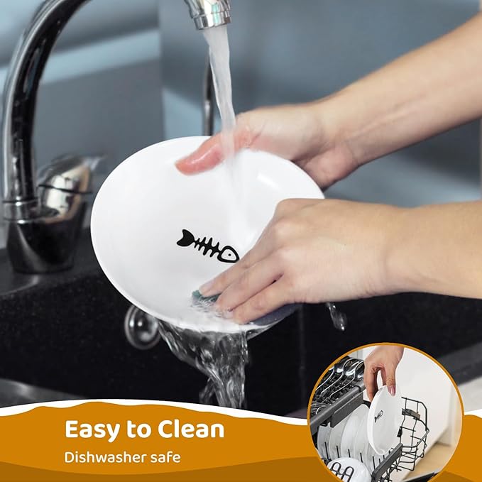 Ceramic Cat Food Plates: Cat Wet Food Bowls/Whisker Fatigue Cat Dishes & Shallow Bowls for Kittens and Small Animals