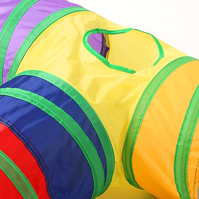 ‌Coolcandy Cat Tunnel & Interactive Cat Toy Indoor, T-Shape 3-Way Tunnel Toys for Indoor Cats, Collapsible Interactive Peekaboo Cave with Play Ball, for Multi-Way Play & Small Animals