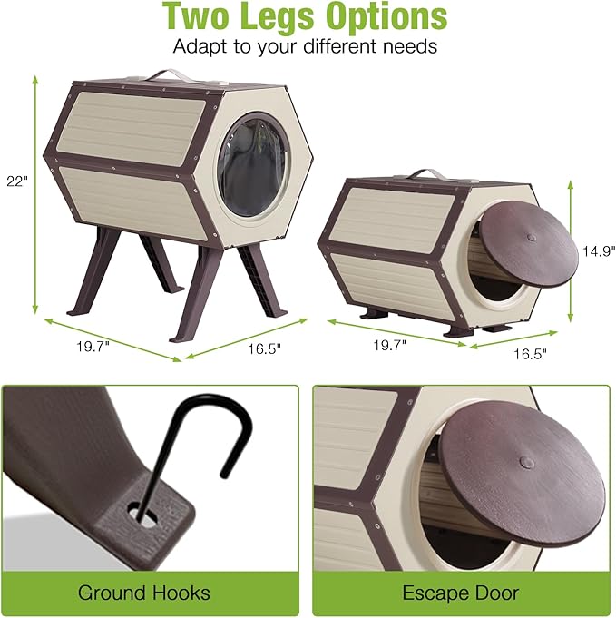 GUTINNEEN Outdoor Cat House, Heated and Insulated Cat Shelter for Winter, Weatherproof Cat Condo with Adjustable Temperature and Time, Feral Cat Patio with Escape Door (1 Set)