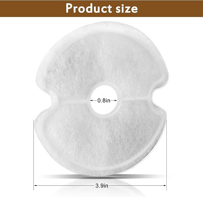 Cat Water Fountain Filter, Multiple Filtration Pet Water Fountain Replacement Filter,8 or 12 Packs of Cotton Activated Carbon Cat Fountain Filter(Filter 12 pack)