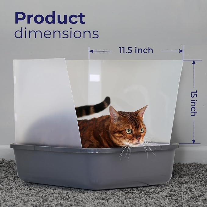 Cat Litter Box Pee Shields (4 Pcs) | Litter Box Cover 15 * 11.5in | Cat Pee Shields & Privacy Screen - Splash Guard for Open Top Litter Pan - Box Not Included