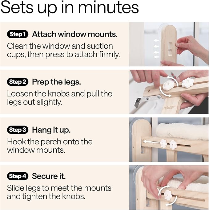 4-in-1 Elevated Cat Couch Bed – Holds 44 lbs – Secure Mount to Window, Sill, Bed, Floor – Removable Washable Plush Cushion – Cat Window Perch Indoor Sofa for Pets for Large Cats & Small Dogs