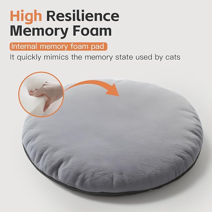 Cat Bed Kitten Bed, Washable Round Cat Beds for Indoor Cats, Super Soft Faux Rabbit Fur Small Kitten Bed for Puppy and kitten, Fluffy Inner Mat Filling Memory Foam with Anti-Slip Bottom (Gray)