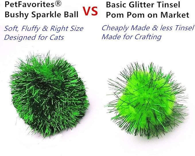 Bushy Sparkle Ball Cat Toy, Interactive Glitter Pom Pom Cat Toy Balls for Kittens, 8 Pack.