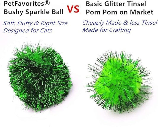 Bushy Sparkle Ball Cat Toy, Interactive Glitter Pom Pom Cat Toy Balls for Kittens, 8 Pack.