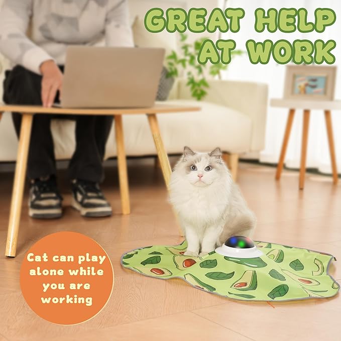 Interactive Cat Toy, Automatic Cat Toys for Indoor Exercise, Hide and Seek Toy with Motion Activated, Moving Concealed Feather, USB Rechargeable