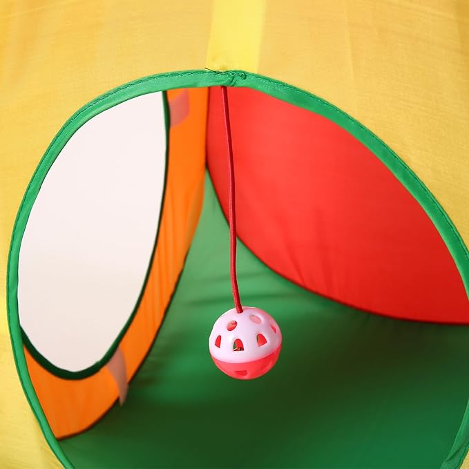 ‌Coolcandy Cat Tunnel & Interactive Cat Toy Indoor, Cube Shape Tunnel Toys for Indoor Cats, Collapsible Interactive Peekaboo Cave with Play Ball, for Multi-Way Play & Small Animals