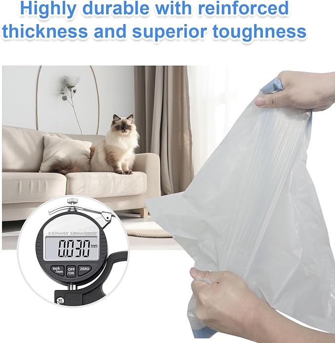 80 Count Cat Litter Box Liner Bags for Open-Top Autoscooper 11 Pet Automatic Self Cleaning Cat Litter Box, Waste Bags, 27" x 13"Heavy Duty Replacement Trash Bags with Drawstring (Grey)