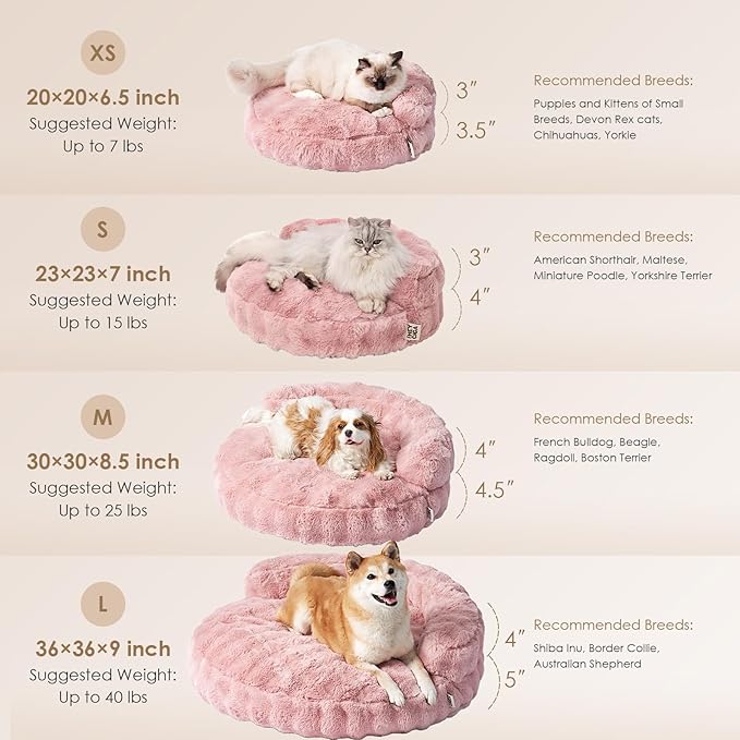 EHEYCIGA Small Dog Bed and Cat Couch for Puppy and Kitten - Fluffy Faux Rabbit Fur Pet Sofa with Washable Removable Cover, Waterproof and Non-Slip, 23 Inch Pink