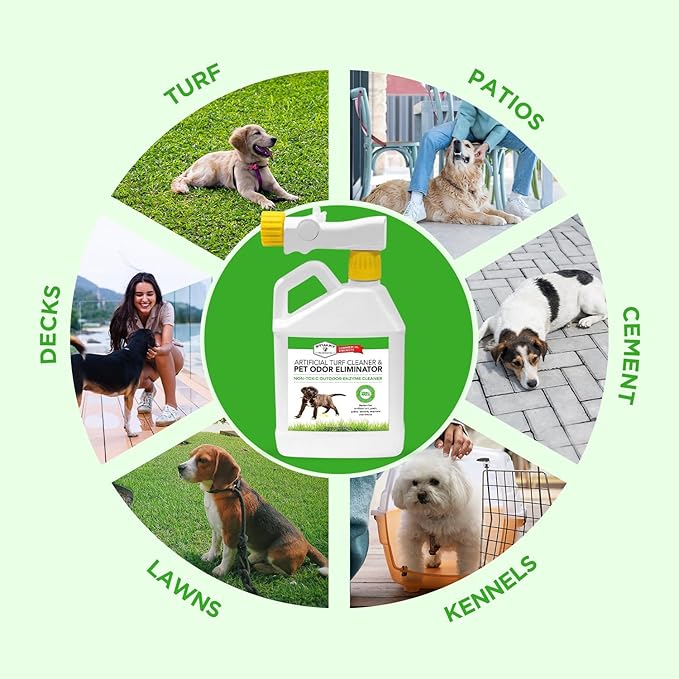 Stuart Pet Supply Artificial Turf Cleaner and Outdoor Pet Odor Eliminator Concentrate is ideal for Yards, Artificial Grass and Patios, Great Yard Odor Eliminator for Dogs Doggie Doo Dissolver (32 Oz.)