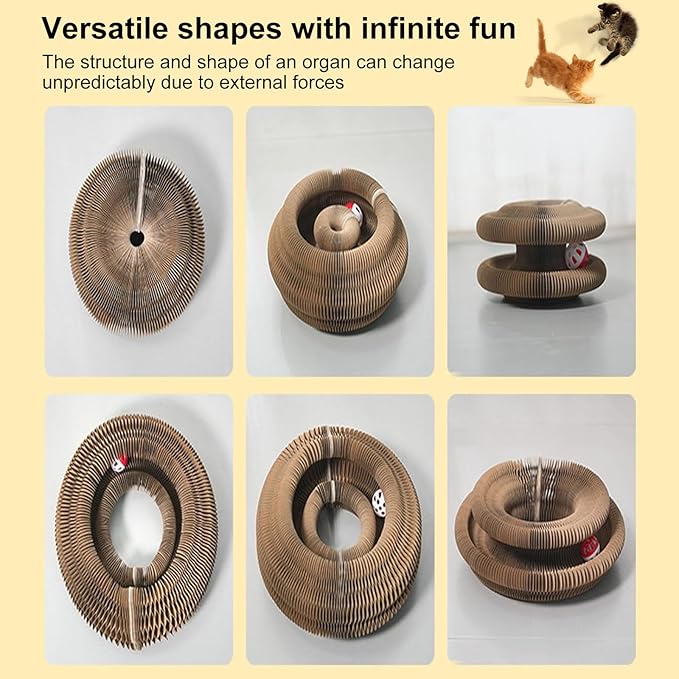 Kitty Curls Cat Scratcher,Magic Organ Cat Toy,Cat Scratcher for Grinding Claw Cardboard Cat Toys,Interactive Scratch Pad with Toy Ball