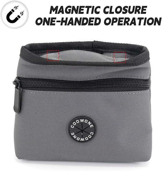 COOWONE Dog Treat Pouch with Pet Training Clicker, Detachable Dog Puppy Training Treat Bag, 900D Oxford Cloth Magnetic Closure Small Dog Poop Bag Holder for Travel or Outdoor Use