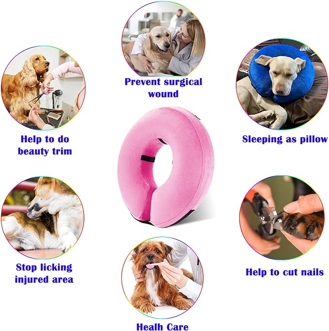 Katoggy Inflatable Dog Collar, Soft E-Collars for Dogs After Surgery, Adjustable Blow up Donut Dog Cone Collar for Small/Medium/Large Dogs and Cats