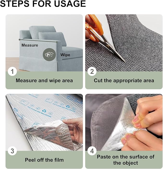 Cat Scratch Couch Furniture Protector, Adhesive Cat Scratch Pad Deterrent for Furniture, DIY Climbing Cat Scratcher Couch Protector from Cat Claws Scratching for Indoor (LightGrey,39.3x15.8In)