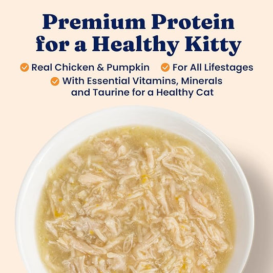 Solid Gold Wet Cat Food Shreds in Gravy - Healthy Canned Cat Food Made w/Real Chicken & Pumpkin Shreds, Vitamins & Minerals - Grain Free & Gluten Free Canned Meals for Cats & Kittens - 24ct/3oz Can