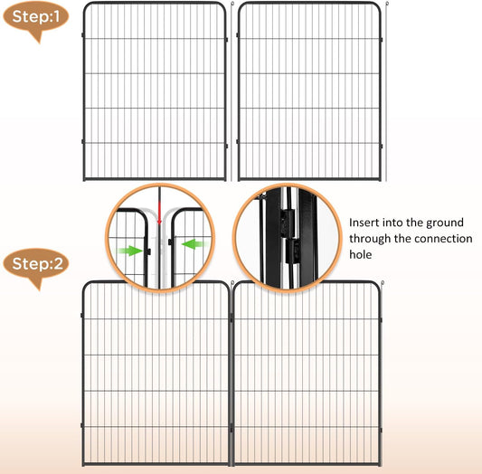 BestPet Dog Playpen Indoor 40 inch 4 Panels Metal Dog Pen Pet Dog Fence Outdoor Exercise Pen with Doors,Pet Puppy Playpen for RV Camping Yard, Black