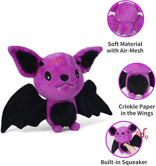 Blnboimrun Squeaky Dog Toys for Chewing, Interactive Plush Bat with Crinkle Paper, Durable Puppy Toys for Small Medium Large Dogs, Indoor Outdoor Pet Toy for Aggressive Chewers