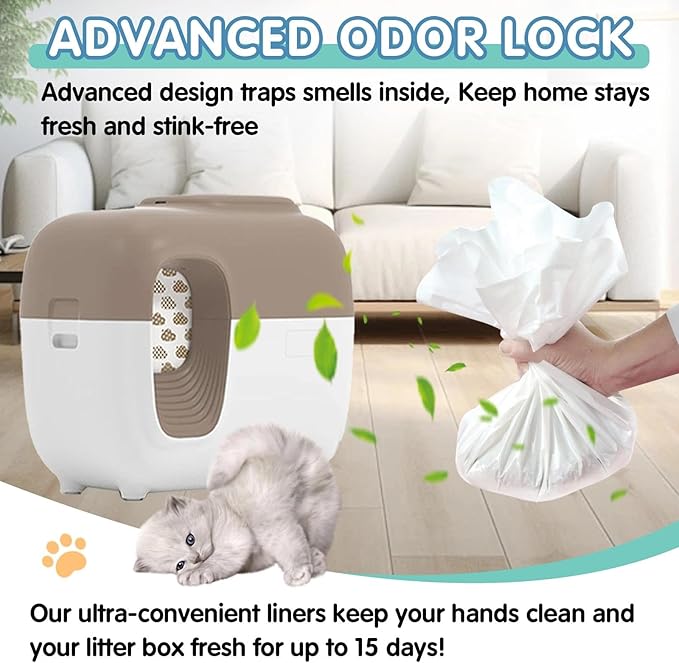 100Pcs Cat Litter Box Liners for PetSnowy SNOW+ Automatic Cat Litter Box, Tear & Leak Resistant Self-Sealing Waste Drawer Liner Bags