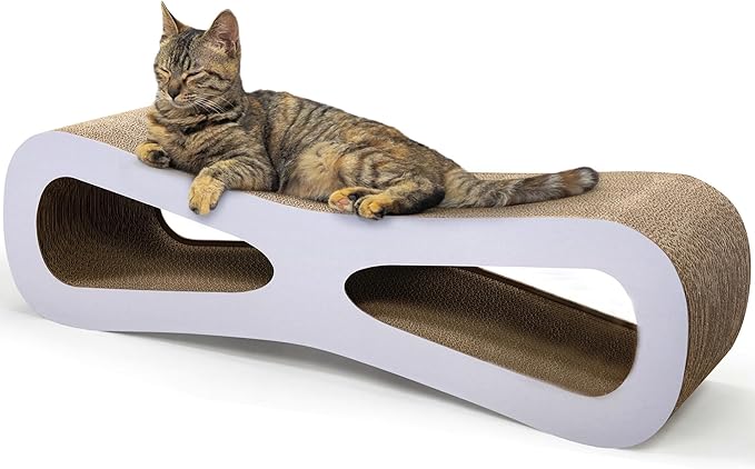 COZIWOW Cat Scratcher Lounge, Cat Scratching Board, Cardboard Lounge Bed, Durable Cat Scratching Pad Furniture Protector for Indoor Cats Kittens, Grey