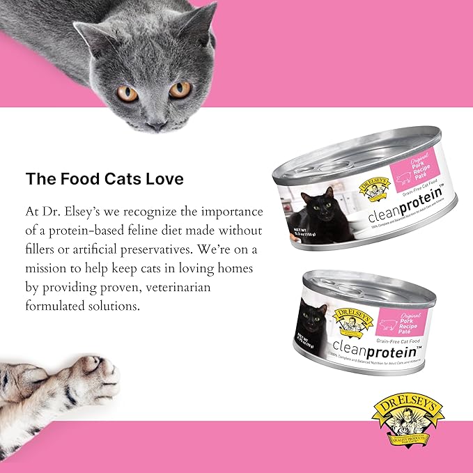 Dr. Elsey's cleanprotein Original Pork Recipe Wet Cat Food, (Pack of 24), 5.3oz Cans