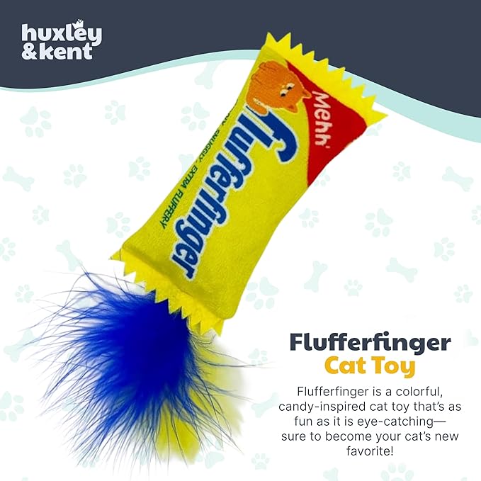 Huxley & Kent Plush Cat Toy - Interactive Catnip Toy for Cats & Kittens - Soft with Crinkle & Catnip - Fun Indoor Play - Flufferfinger