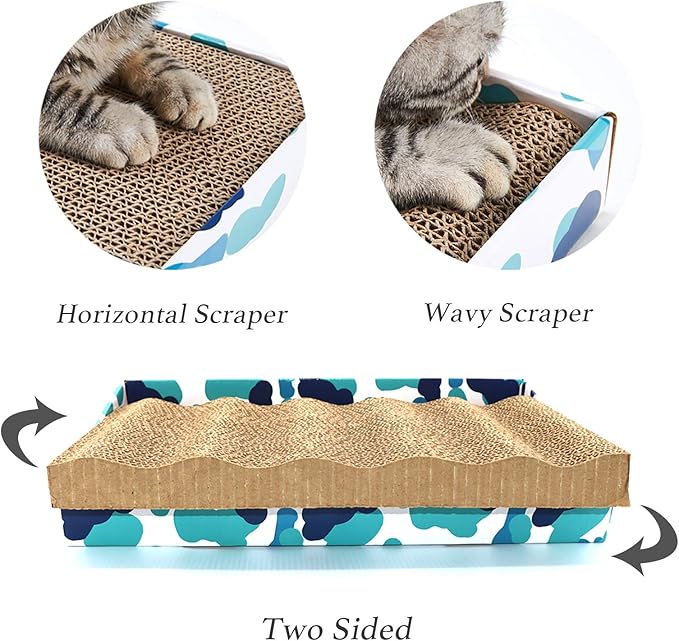 PEEKAB Cat Scratcher Cardboard Reversible Scratching Board Kitty Corrugated Scratching Pad Bed Catnip Included XXL 3PCS