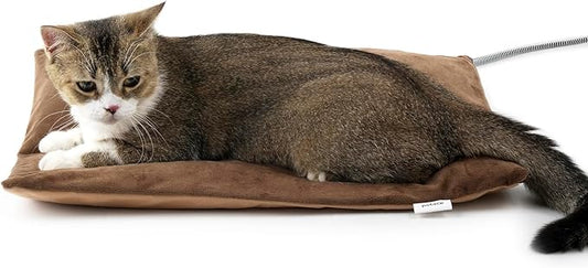 Outdoor Heated Cat Bed, Soft Pet Heating Pad with Steel-Wrapped Cord, Outside Pet Warmer for Feral Cats and Dogs, 19.7" x 15.7", 40 Watts