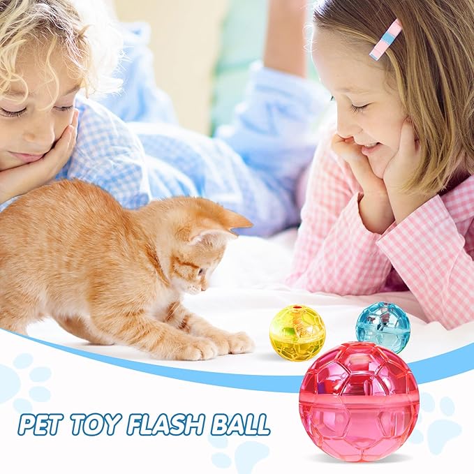 Frienda 4 Pieces Ghost Hunting Cat Ball Motion Light up Cat Balls LED Motion Activated Pet Ball Motion Light up Interactive Toys Pet Glowing Mini Running Exercise Ball Toys(Bright Color)
