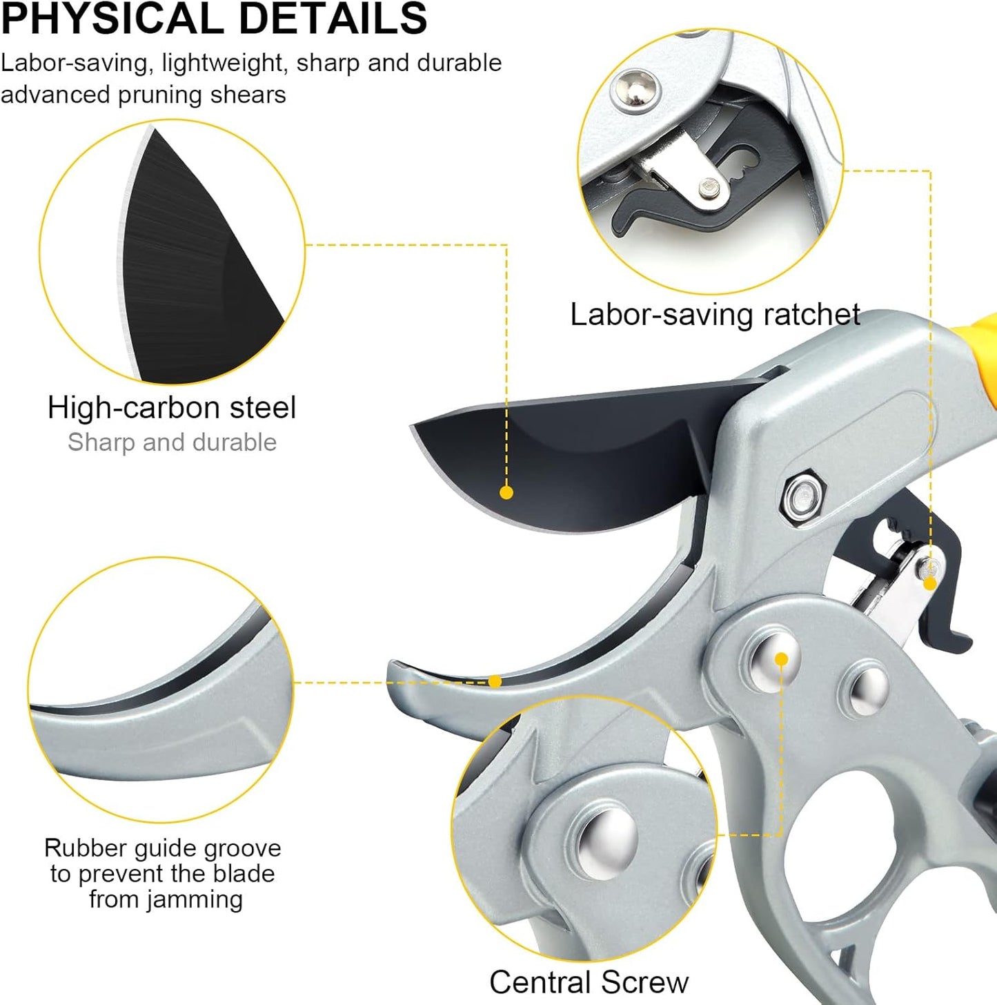 Ultra Sharp Germany Steel Pruning Shears - Cuts 3X Easier, Weak Hand Arthritis Snips, Rust-Resistant, Effortlessly 1-Inch Cut Capacity Garden Scissors, Ergonomic Handle