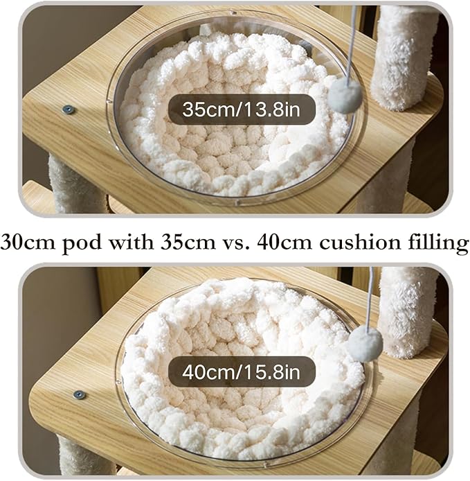 Cat Knitted Bed Mat, Extra-Soft Washable Warm Round Pads Cushions for Indoor Kittens, Cat Trees Towers, Perfect for Kneading and Sleeping (Oatmeal,Large)