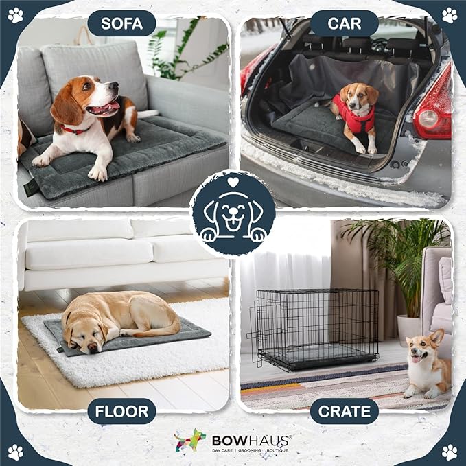 27.1" x 16.5” Machine-Washable Fluffy Dog Bed for 30" Kennel, Soft Crate Mat with Non-Slip Bottom, Cozy Pet Pad for Sleeping, Small, Medium Dog Kennel Flat Bed