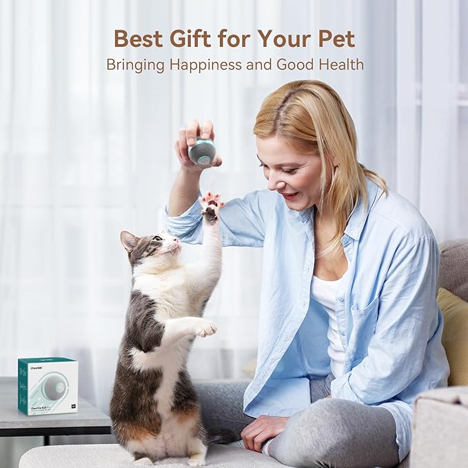 Cheerble Interactive Cat Toys for Indoor Cats, Automatic Cat Ball Toy for Bored Indoor Cats, Electric Kitten Toys with Light, Moving Stimulating Cat Toys,Grey