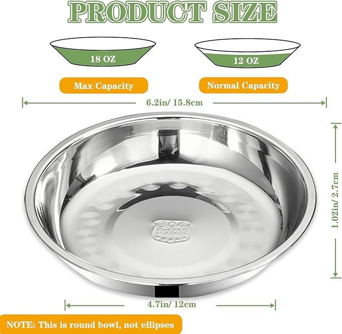 3Packs Cat-Bowls Cat Food Bowl - 6.2 Inch 304 Stainless Steel Cats Feed Bowl for Indoor Cats Shallow and Wide Wet Food Plate Pet Feeding Whisker Fatigue Relief Pet Plate for Kitten Puppy Small Dog