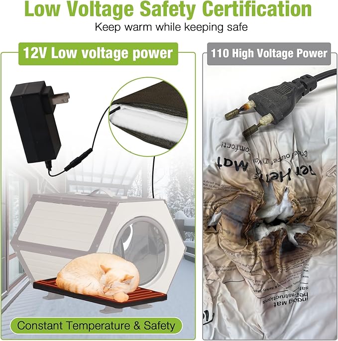 GUTINNEEN Outdoor Heated Cat House with Heater Insulated Feral Cat Shelter with Adjustable Temperature and Time Expandable Feral Cat House with Escape Door for Winter Weatherproof (2 Sets)