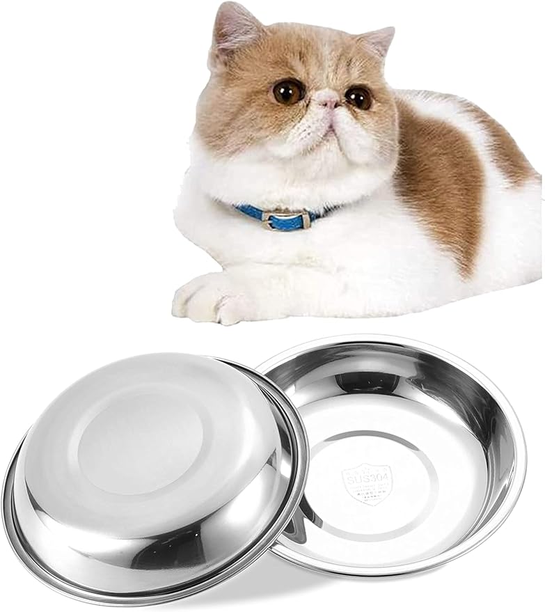 VENTION Stainless Steel Cat Bowls, Whisker Fatigue Cat Bowl, Metal Cat Dishes, Shallow Cat Food Dish