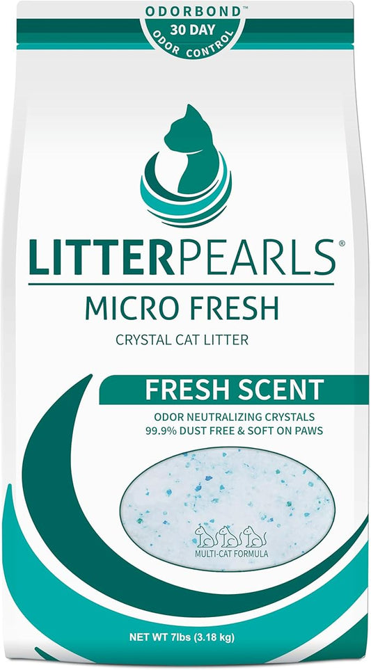 Litter Pearls Micro Fresh Scented Non-Clumping Crystal Cat Litter with Odorbond, 7 lb
