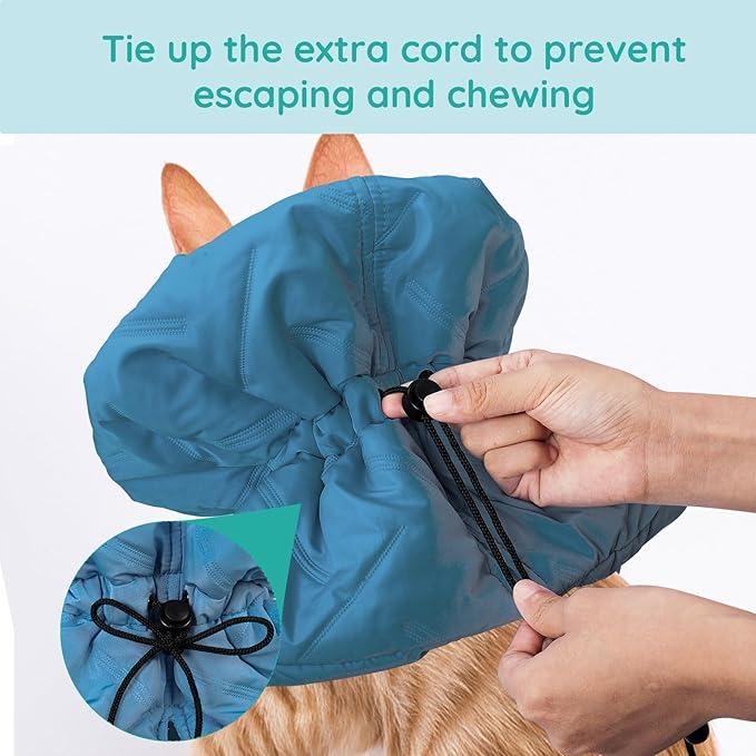 Cat Recovery Collar, Soft Adjustable Cat Cone Alternative, Lightweight Waterproof Fasteners Collars for Cats Kittens Puppies, After Surgery Stop Licking and Daily Use (Lake Blue, M(Neck7.9-13.8"))