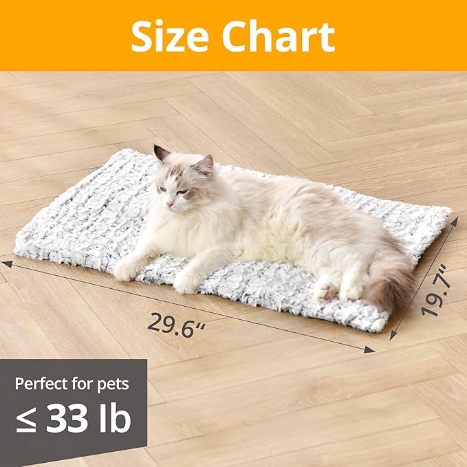 Self Warming Cat Bed, 30" x 20" Ultra Soft Cat Dog Pet Heating Pad for Indoor Outdoor, Non-Slip Heated Dog Mat Thermal Blanket