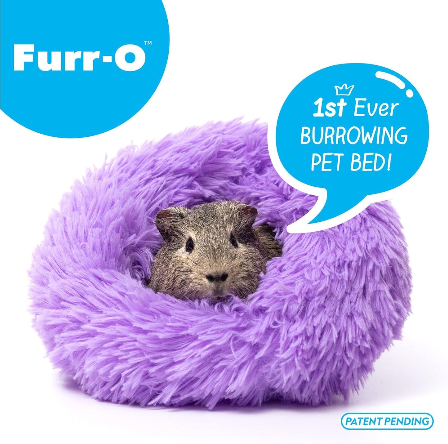 Paw Inspired Furr-O Burrowing Pet Bed with Zip-On Spandex and Fleece Bottoms for Guinea Pigs and Other Small Animals, Cozy Carrier, Hideout Enrichment Toy, Cage Accessories (Purple)