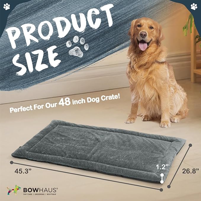 45.3" x 26.8” Machine-Washable Fluffy Dog Bed for 48" Kennel, Soft Crate Mat with Non-Slip Bottom, Cozy Pet Pad for Sleeping, Large Dog Kennel Flat Bed