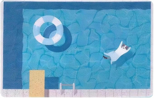 Cute Cat Litter Mat (24''x36'') Large, Washable for Kitty Litter & Cute Cat Litter Box,Shower Door Welcome