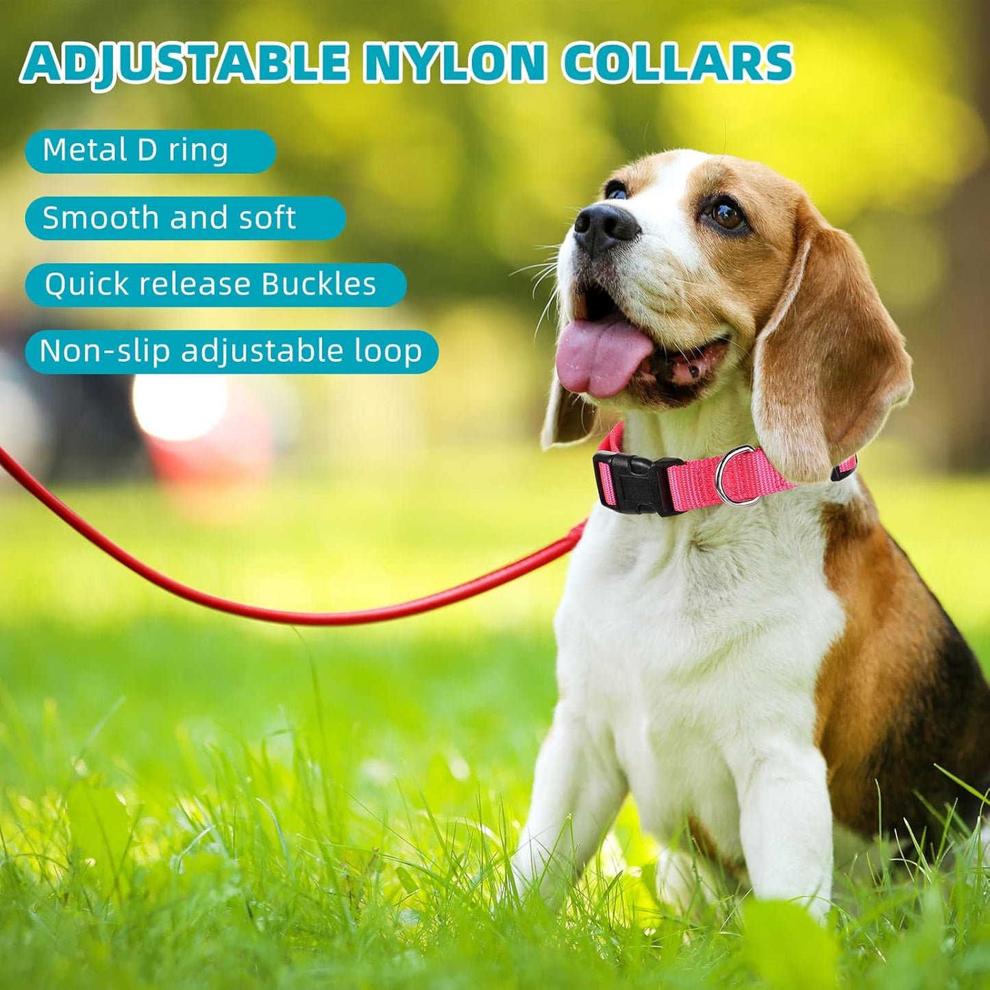 9 Pieces Adjustable Dog Collar for Animal, Soft Nylon Pets Puppy Collar with Quick Release Buckle Holder Bulk for Dogs Walking Running Training(Large,Retro Colors)