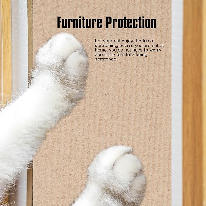 Cat Scratching Mat,Cat Scratch Furniture Protector, Trimmable Self-Adhesive Couch Protector,Carpet Replacement for Tree Shelves, Sofa and Scratching Post(40"x15.8",Khaki)