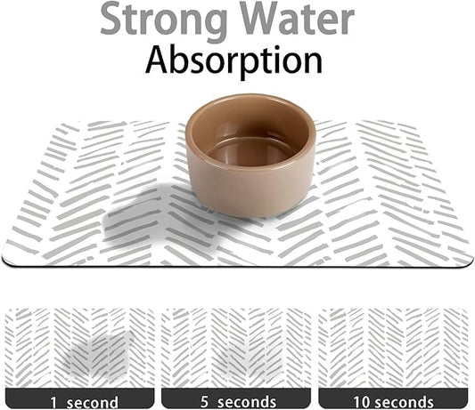 Dog Food Mats for Floors Absorbent, Pet Cat Food Mat - Quick Dry Dog Bowl Mats for Food and Water, Eco-Friendly Boho Pet Supplies