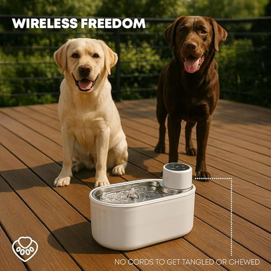 PawPure Wireless Cat Water Fountain, 3L Stainless Steel, 4800mAh Battery, Ultra-Quiet <20dB Pump, Motion Sensor & 3 Flow Modes, BPA-Free, Easy Clean Pet Fountain for Cats & Dogs