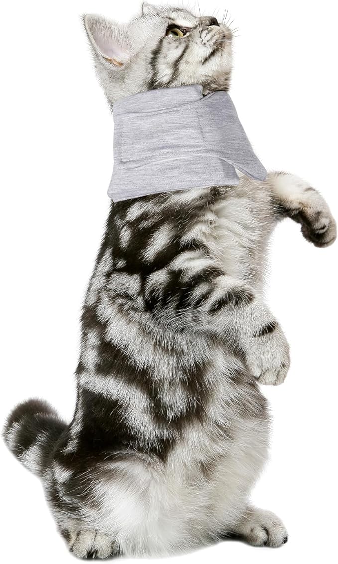 Cat Neck Brace, Breathable & Adjustable Cone Collar After Surgery Recovery Anti-Scratch Anti-Lick Protection, Cat Cone Collar for Small Medium Dogs Puppies Kittens (Grey, S)
