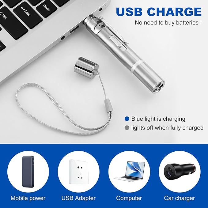 2pcs Laser Pointer, Cat Toys for Indoor Cats, Kitten Dog Laser Pen Toy, Red Dot LED Light Pointer Interactive Toys for Indoor Cats Dogs, USB Charging, 5 Switchable Patterns