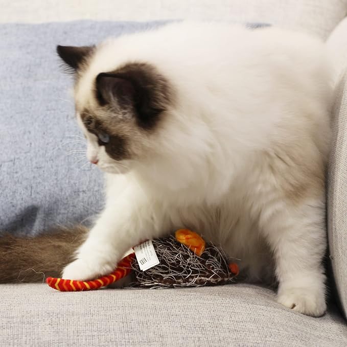 Gigwi Interactive Cat Toys for Indoor Cats, Cat Mouse Toys with Electronic Realistic Squeaky Sound, Automatic Moving Kitten Toys Electric Mice Toy Self Play Exercise(Orange Ear)