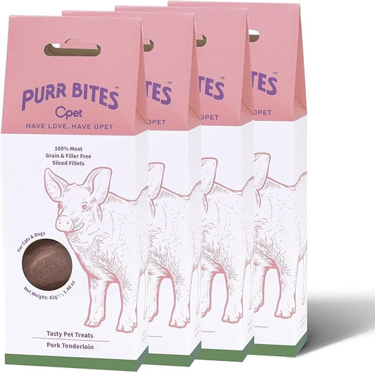 OPET Freeze Dried Cat Treats, Single Ingredient Grain Free High Protein Pet Food for Cats and Dogs, Healthy Training Snacks，Freeze Dried Pork Sliced Fillets (Pork, 5.92 Ounce)